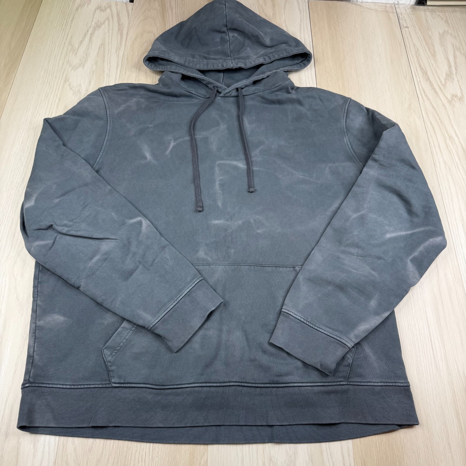 Allsaints Mens Gray Casual Drawstring Smokey Tie Dye Long Sleeve Hoodie Size Xl